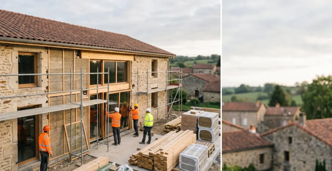 Professionnels du BTP en action sur un chantier de rénovation énergétique en France