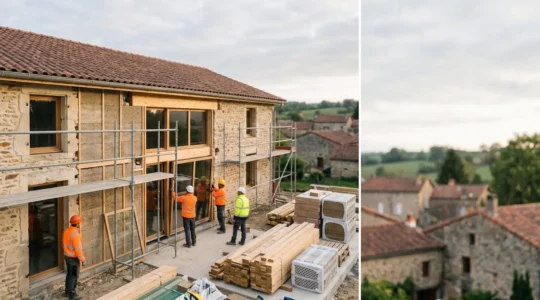 Professionnels du BTP en action sur un chantier de rénovation énergétique en France